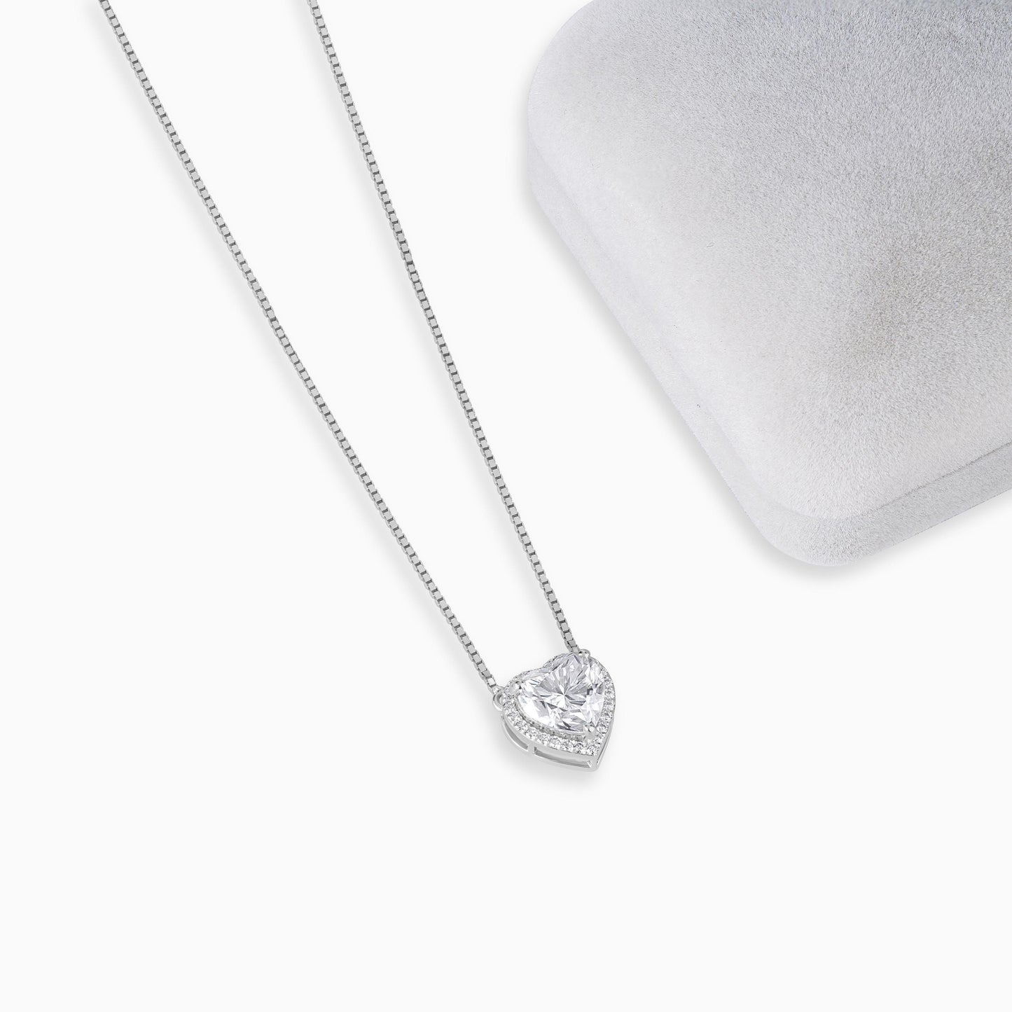 Heart Diamond Pendant Necklace | Silver Minimalist Diamond Pendant | Romantic Gift for Her | Dainty Jewellery | Valentine's Necklace