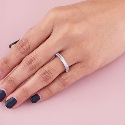 Emerald Cut Eternity Band, Full Eternity Ring, Baguette Diamond Band, Wedding Band for Women, Anniversary Gift, Minimalist Stackable Ring