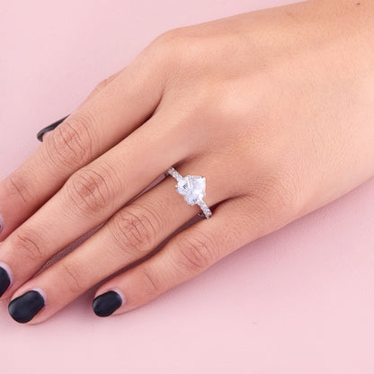 Heart Shaped Diamond Ring | Heart Engagement Ring | Dainty Promise Silver Ring | Romantic Gift for Her | Minimalist Bridal Ring