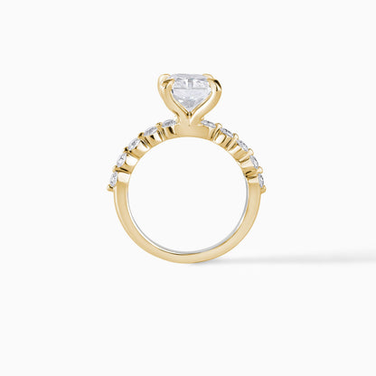 Radiant Cut Diamond Engagement Ring | Hidden Halo Silver Solitaire Ring | Pave Diamond Band | Minimalist Bridal Ring | Gift for Her