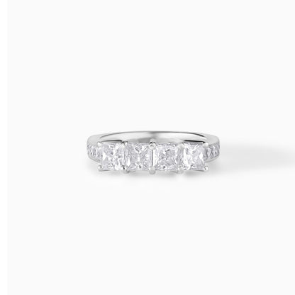 Sterling Silver Princess Cut Moissanite Eternity Band – Engagement Ring