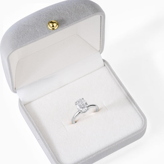 Oval Moissanite Ring in Sterling Silver - Elegant Engagement Ring and Alternative Anniversary Gift Idea.