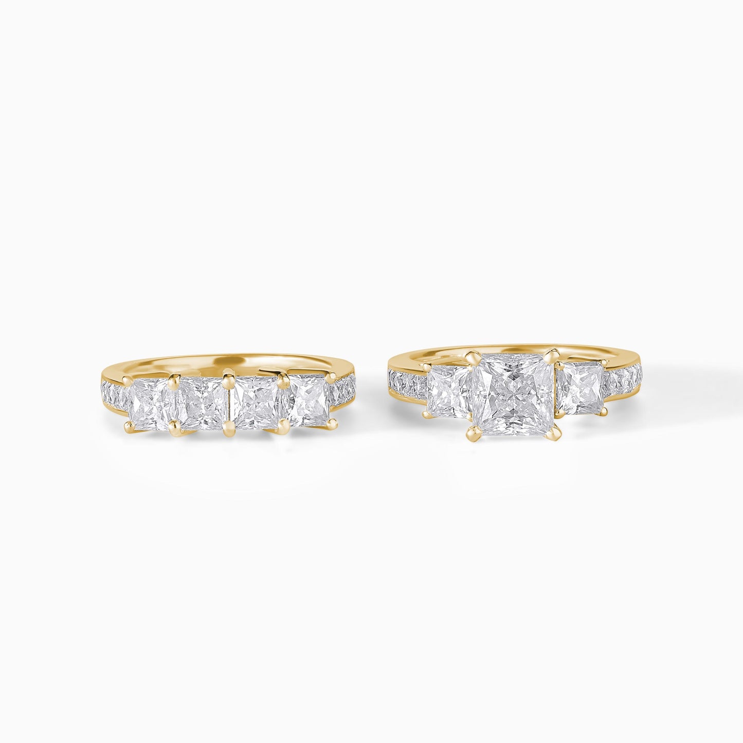 Sterling Silver Princess Cut Moissanite Engagement Wedding Ring Set Bridal Jewelry