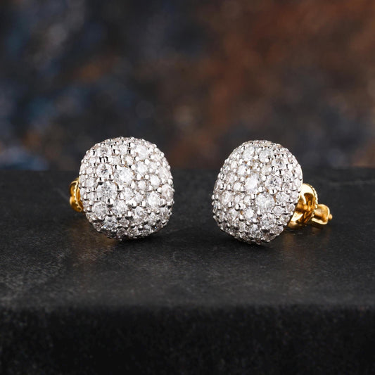 14K Yellow Gold Moissanite Stud Earring Screw Back