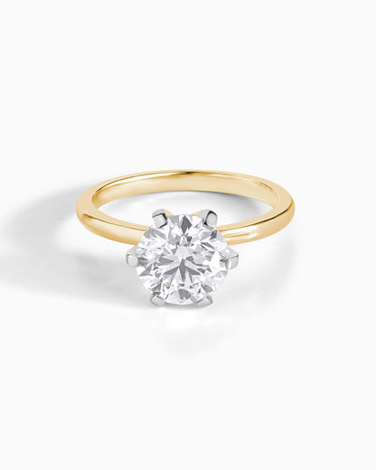 2 CT Round Moissanite 6 Prong Solitaire Ring