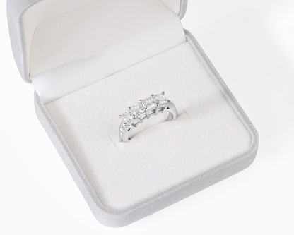 Sterling Silver Princess Cut Moissanite Eternity Band – Engagement Ring