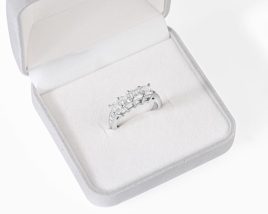 Sterling Silver Princess Cut Moissanite Eternity Band – Engagement Ring