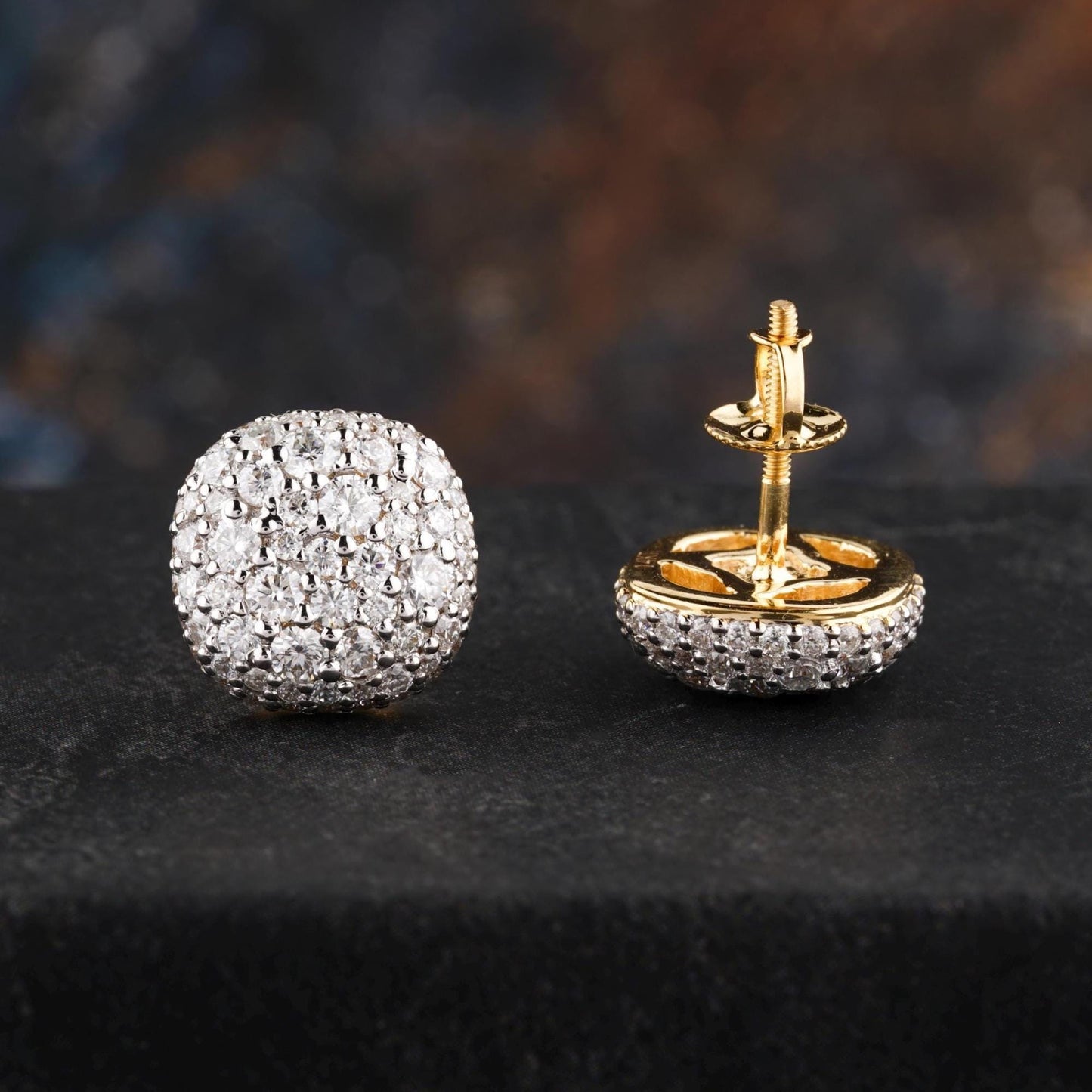 14K Yellow Gold Moissanite Stud Earring Screw Back