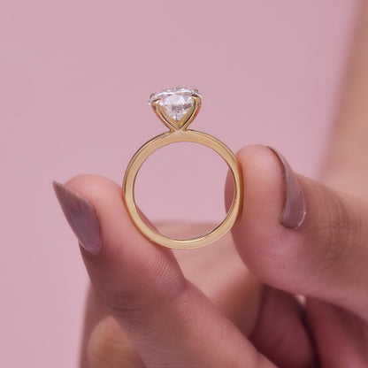 Lab-grown Diamond Solitaire Ring Solid Gold Engagement Round Cut Bridal Jewelry (2.00CT)