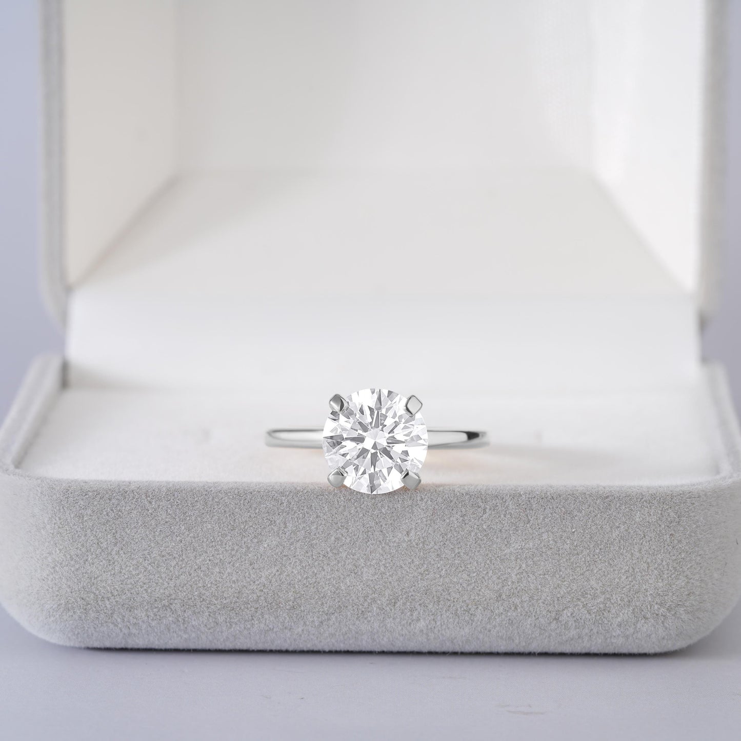 Lab-grown Diamond Solitaire Ring Solid Gold Engagement Round Cut Bridal Jewelry (2.00CT)