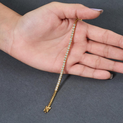 Dainty Gold Tennis Bracelet, Minimalist Diamond Bracelet, Thin Stacking Bracelet, Everyday Jewelry, Bridesmaid Gift, Elegant Wrist Bracelet