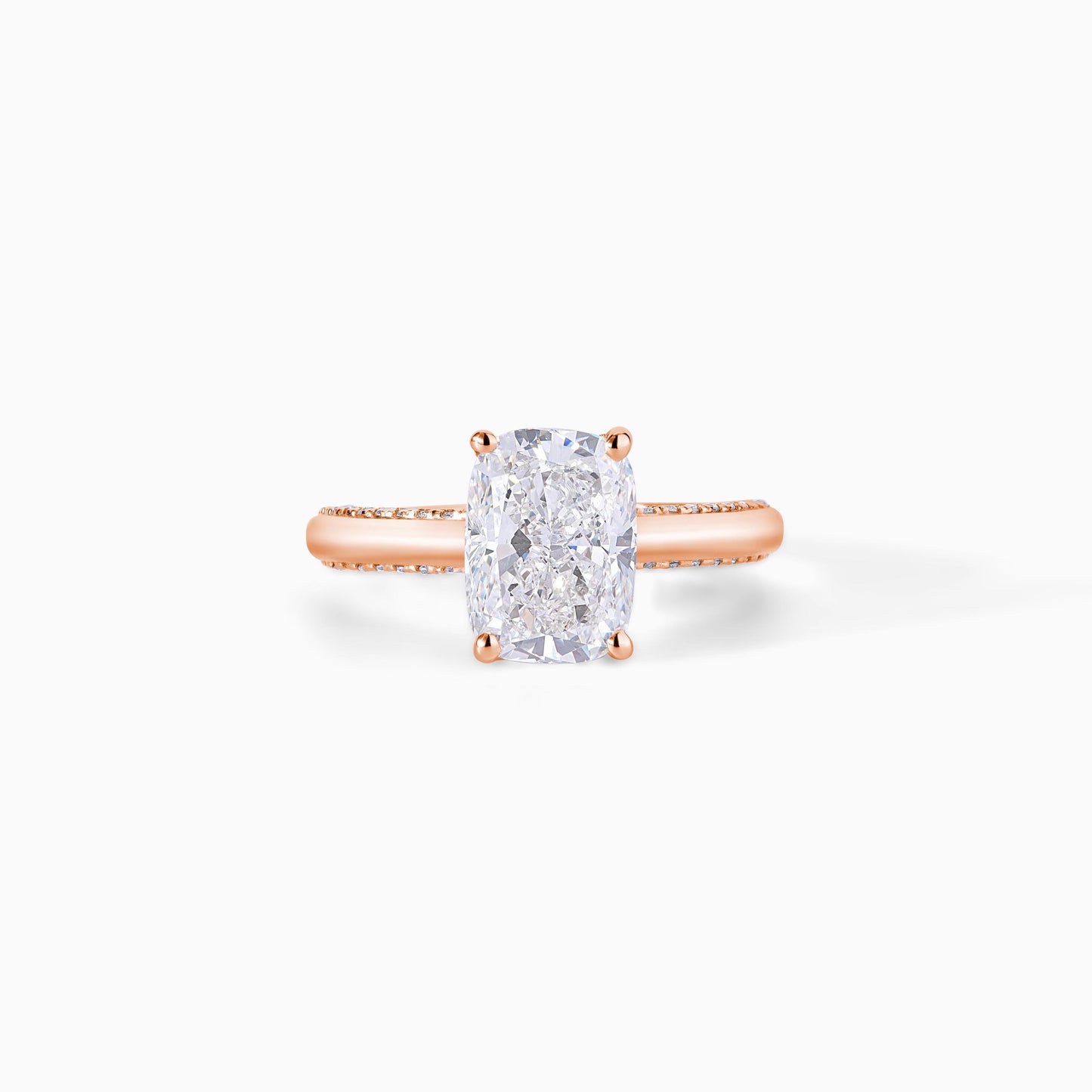 Lab Diamond Engagement Ring Women White Gold Cushion Cut Solitaire Ring Split Shank Prong Setting Bridal Jewelry Wedding Band Proposal Gift