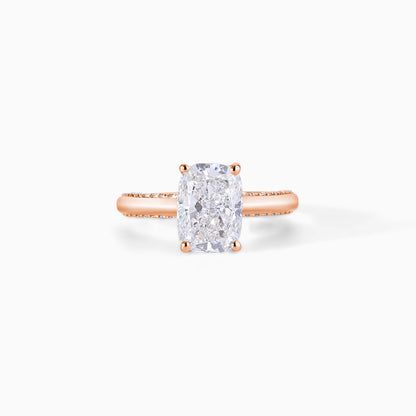 Lab Diamond Engagement Ring Women White Gold Cushion Cut Solitaire Ring Split Shank Prong Setting Bridal Jewelry Wedding Band Proposal Gift
