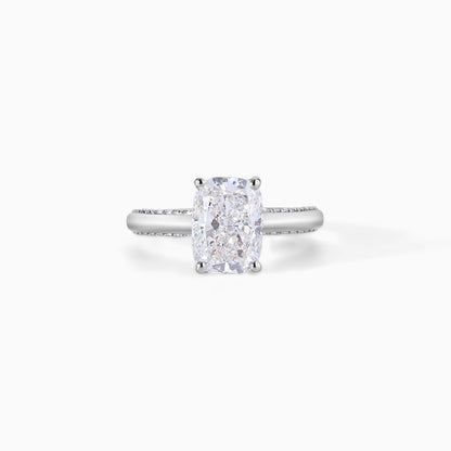 Lab Diamond Engagement Ring Women White Gold Cushion Cut Solitaire Ring Split Shank Prong Setting Bridal Jewelry Wedding Band Proposal Gift