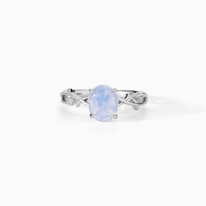 Dainty Moonstone Twig Ring, 925 Sterling Silver Nature Band