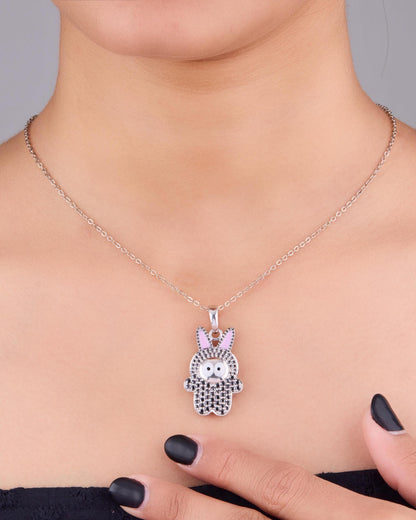 Black Moissanite Pendant Necklace Sterling Silver Round Brilliant Stone Chain Accessory