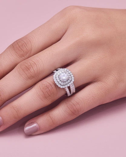 Moissanite Bridal Set Sterling Silver Engagement Ring