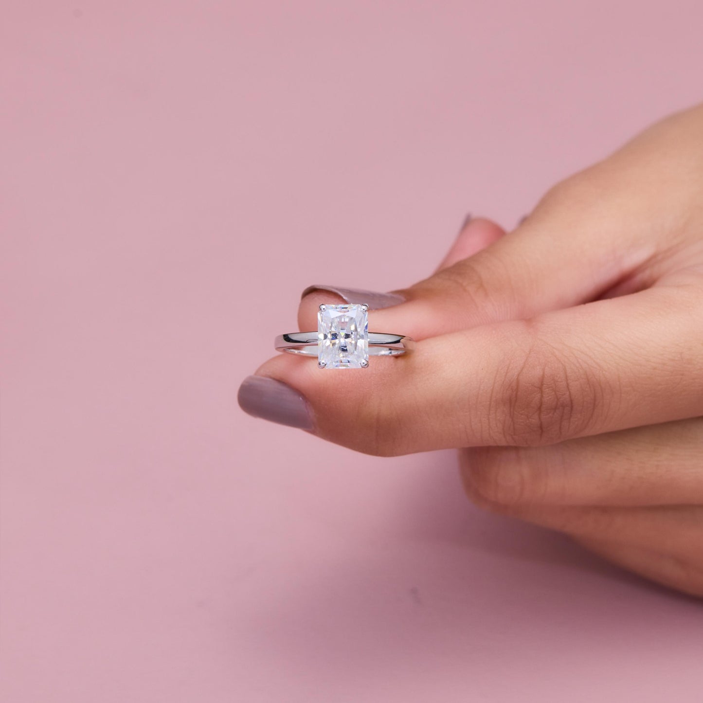 Radiant Cut Moissanite Engagement Ring, Solitaire Promise Ring, Minimalist Wedding Ring, Classic Bridal Ring, Gift for Her