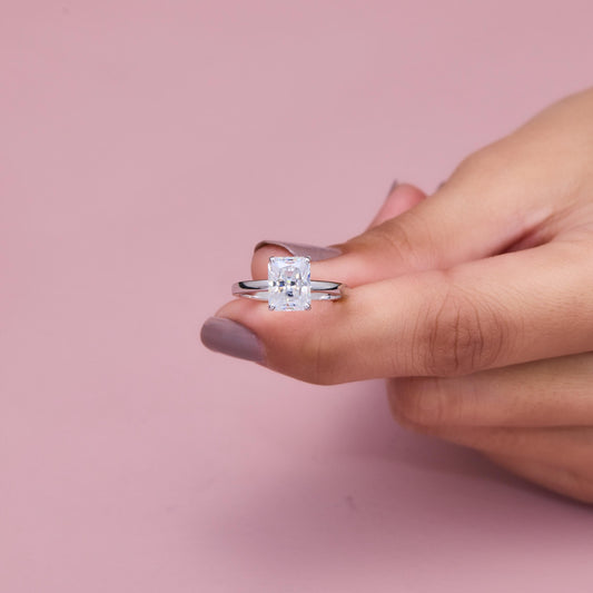 Radiant Cut Moissanite Engagement Ring, Solitaire Promise Ring, Minimalist Wedding Ring, Classic Bridal Ring, Gift for Her