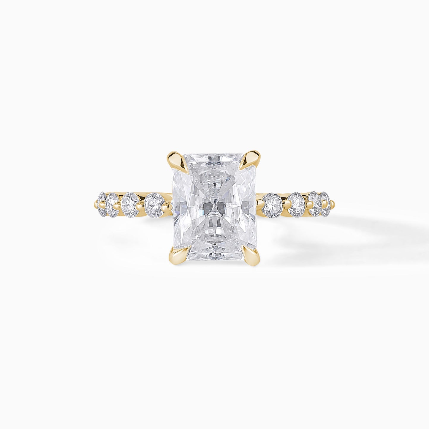 Radiant Cut Diamond Engagement Ring | Hidden Halo Silver Solitaire Ring | Pave Diamond Band | Minimalist Bridal Ring | Gift for Her