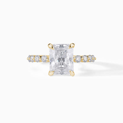 Radiant Cut Diamond Engagement Ring | Hidden Halo Silver Solitaire Ring | Pave Diamond Band | Minimalist Bridal Ring | Gift for Her