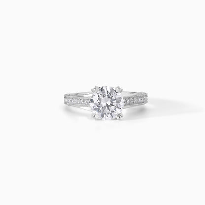 Moissanite Engagement Ring Sterling Silver Band Cathedral Wedding Jewelry Round Bridal Solitaire Women Promise Anniversary Gift Proposal Six