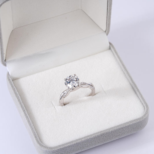 2 CT Round Moissanite Twisted Ring