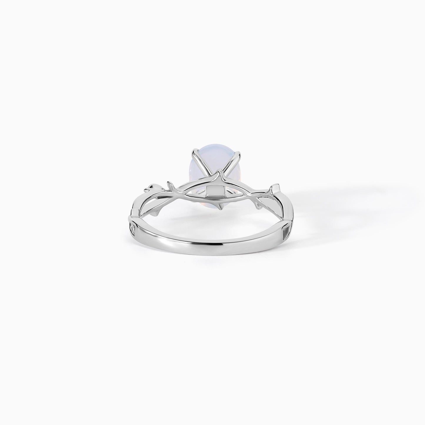 Dainty Moonstone Twig Ring, 925 Sterling Silver Nature Band