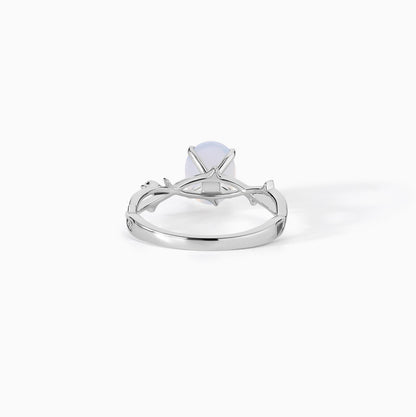 Dainty Moonstone Twig Ring, 925 Sterling Silver Nature Band