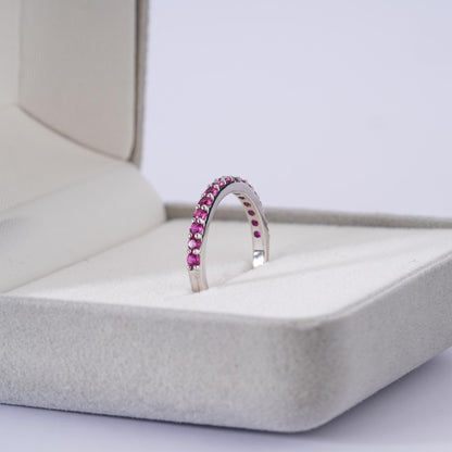 Rainbow Gemstone Stacking Ring Set, Pink Orange Yellow Eternity Bands, Minimalist Dainty Jewelry
