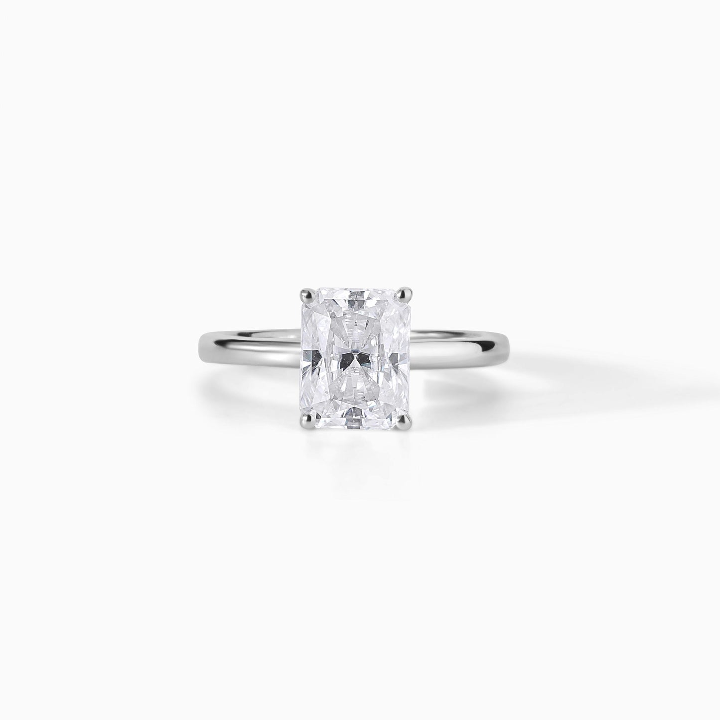 Radiant Cut Moissanite Engagement Ring, Dainty Solitaire Band, Minimalist Bridal Promise Ring