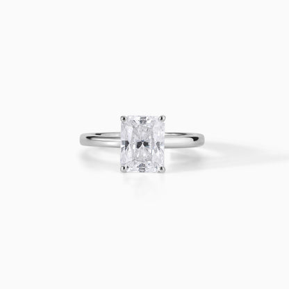 Radiant Cut Moissanite Engagement Ring, Dainty Solitaire Band, Minimalist Bridal Promise Ring
