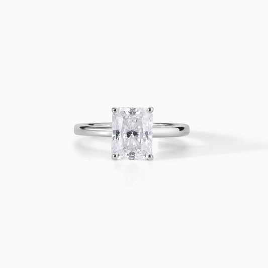 Radiant Cut Moissanite Engagement Ring, Dainty Solitaire Band, Minimalist Bridal Promise Ring