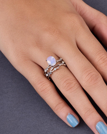 Moonstone Engagement Ring Set