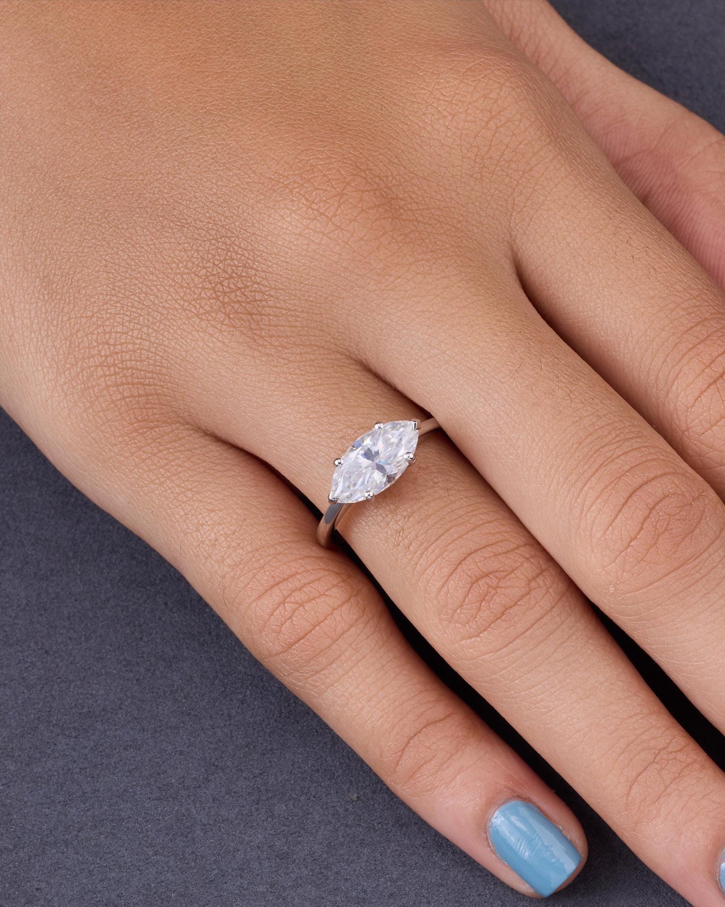 Marquise Cut Moissanite Engagement Ring, Minimalist Solitaire Ring, Dainty Promise Ring, Thin Band Ring, Elegant Bridal Jewelry Gift