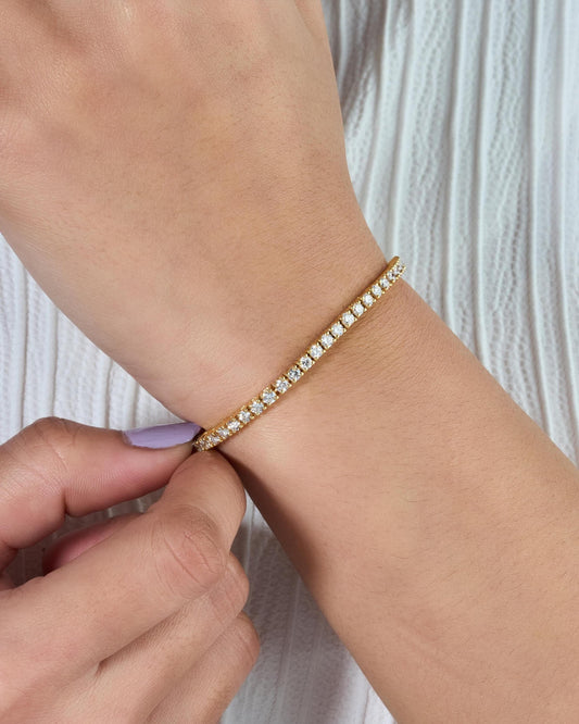 Dainty Gold Tennis Bracelet, Minimalist Diamond Bracelet, Thin Stacking Bracelet, Everyday Jewelry, Bridesmaid Gift, Elegant Wrist Bracelet