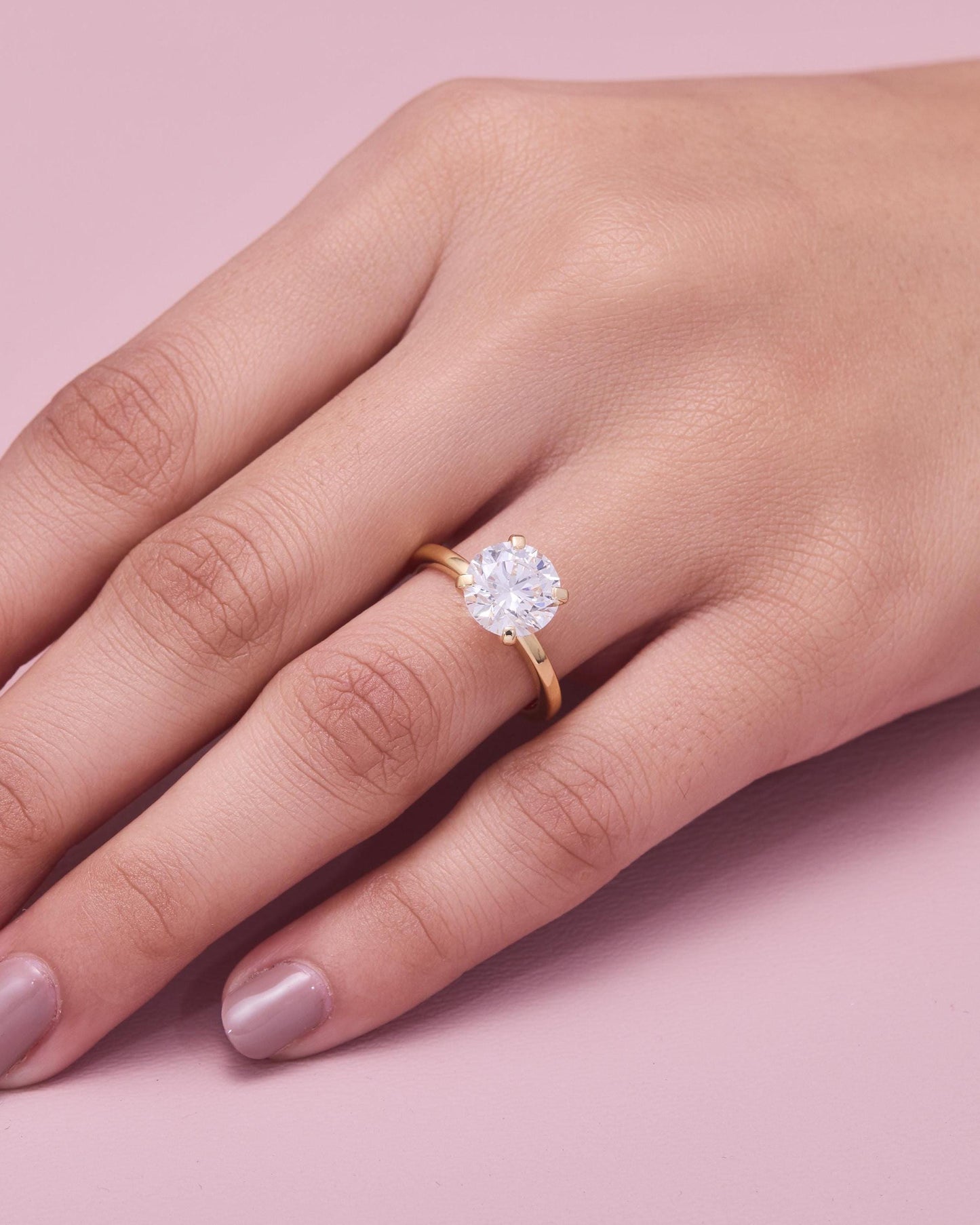 Lab-grown Diamond Solitaire Ring Solid Gold Engagement Round Cut Bridal Jewelry (2.00CT)
