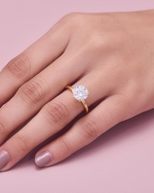 Lab-grown Diamond Solitaire Ring Solid Gold Engagement Round Cut Bridal Jewelry (2.00CT)