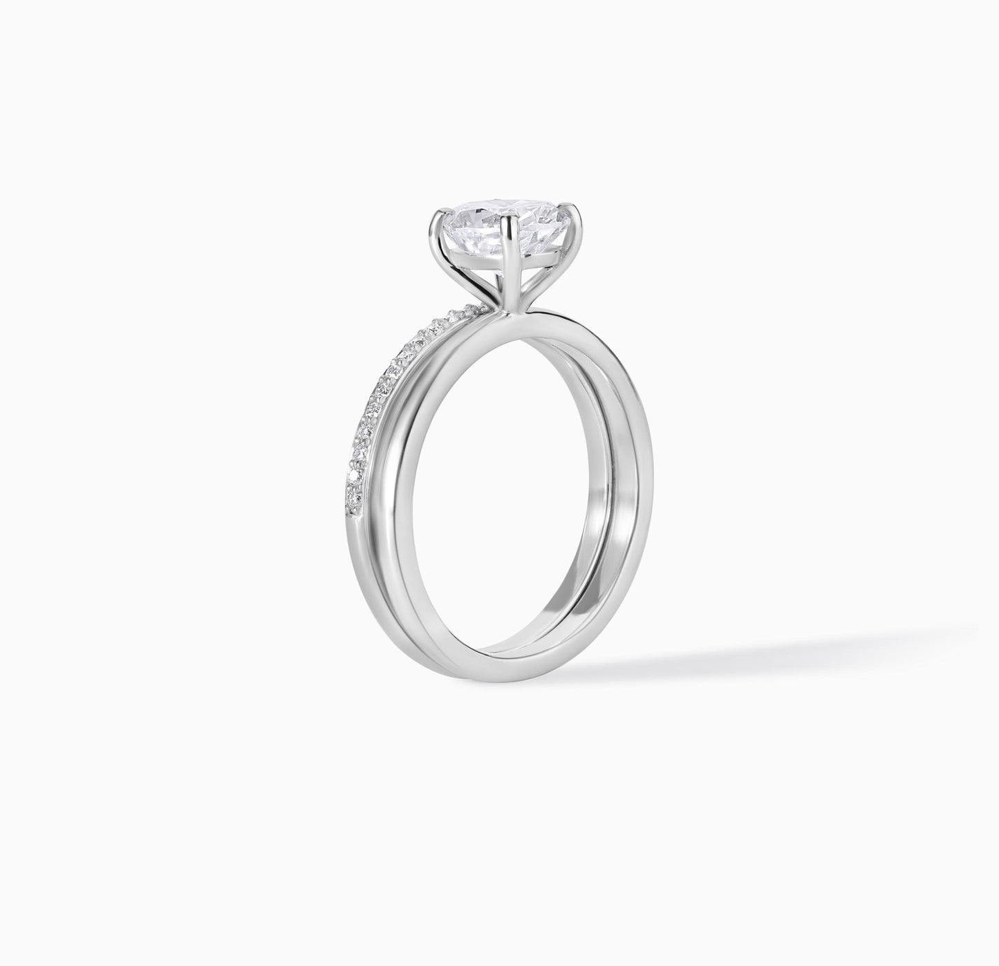 Oval Moissanite Engagement Ring Set, Dainty Pave Bridal Ring, Silver Wedding Band Set, Minimalist Promise Ring, Gift for Her