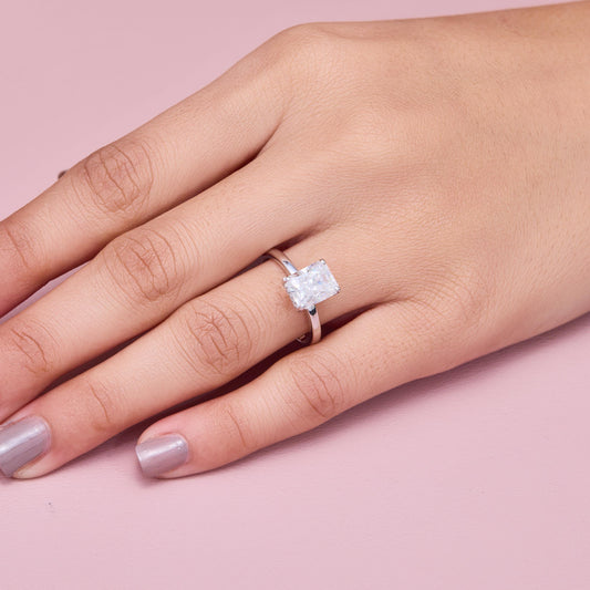 Radiant Cut Moissanite Engagement Ring, Solitaire Promise Ring, Minimalist Wedding Ring, Classic Bridal Ring, Gift for Her