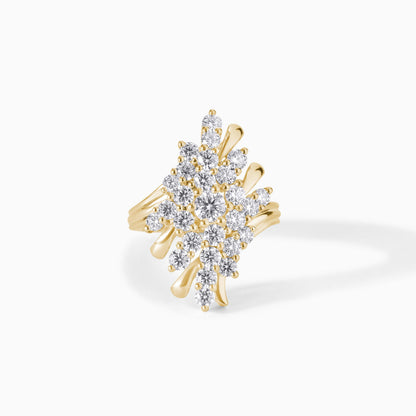 Sparkling Starburst Cluster Ring in Sterling Silver, Unique Statement Cocktail Ring for Women, Art Deco Inspired Jewelry, Gift for Her