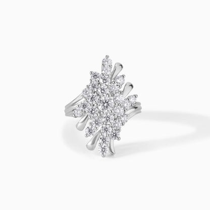 Sparkling Starburst Cluster Ring in Sterling Silver, Unique Statement Cocktail Ring for Women, Art Deco Inspired Jewelry, Gift for Her