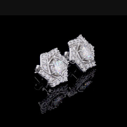Silver Star Stud Earring Design Moissanite Jewelry
