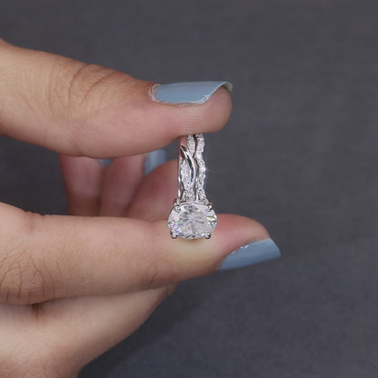 2CT Oval Moissanite Twisted Silver Ring Set