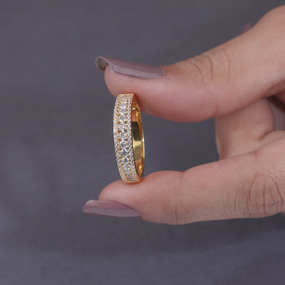 14K Yellow Gold Moissanite Eternity Band – Three Row Anniversary Ring