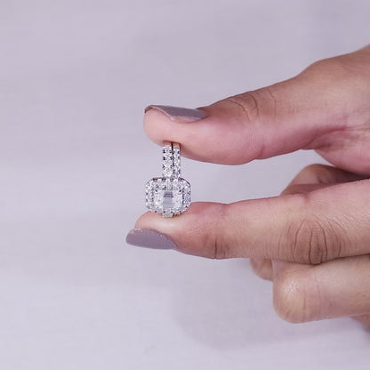 9*7 MM Emerald Cut Moissanite Halo Engagement Ring Set